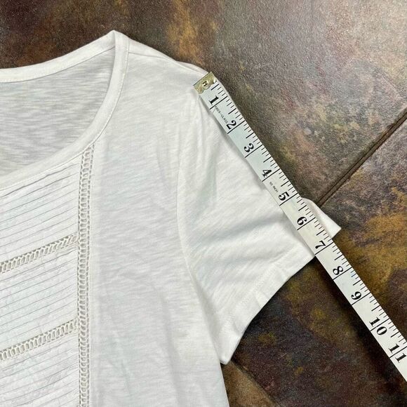 Talbots White Embroidered T-Shirt Medium - Picture 5 of 10